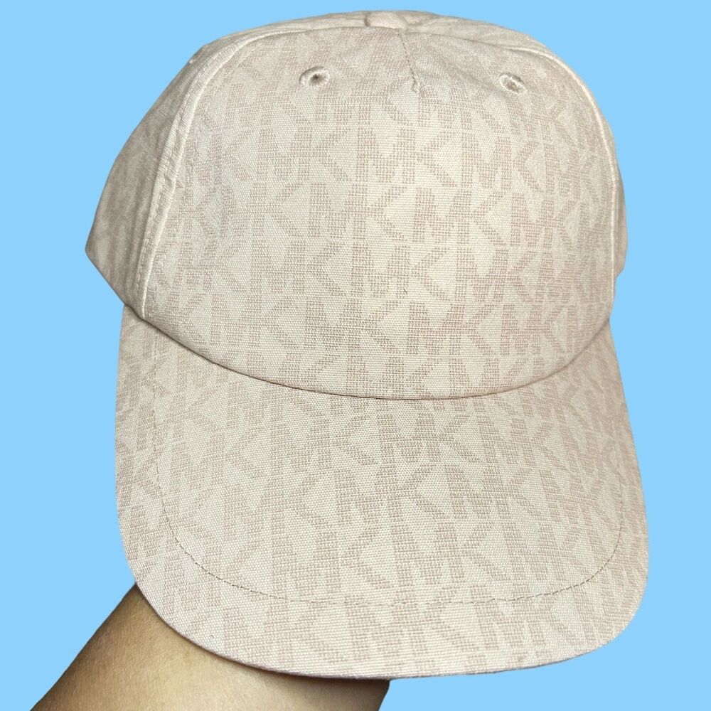 Michael Kors Women's Designer Baseball Cap Pink Logo Print Adjustable Strap NWT